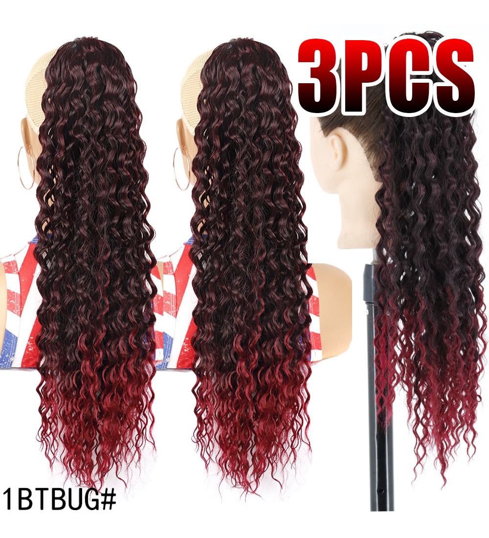 3pcs Extensão Rabo Cavalo Longo Ondulado Cordão Feminino