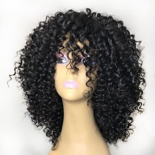 Peruca Preta Encaracolada Linda Fibra Orgânica 35cm Curta - Imagem 5