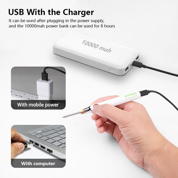 Usb Carregamento Ferro De Solda 5v 8w Temperatura Ajustável - Imagem 4
