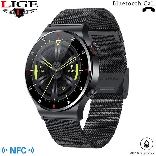 Smartwatch Lige Bluetooth Nfc Men Sport À Prova D'água - Imagem 11