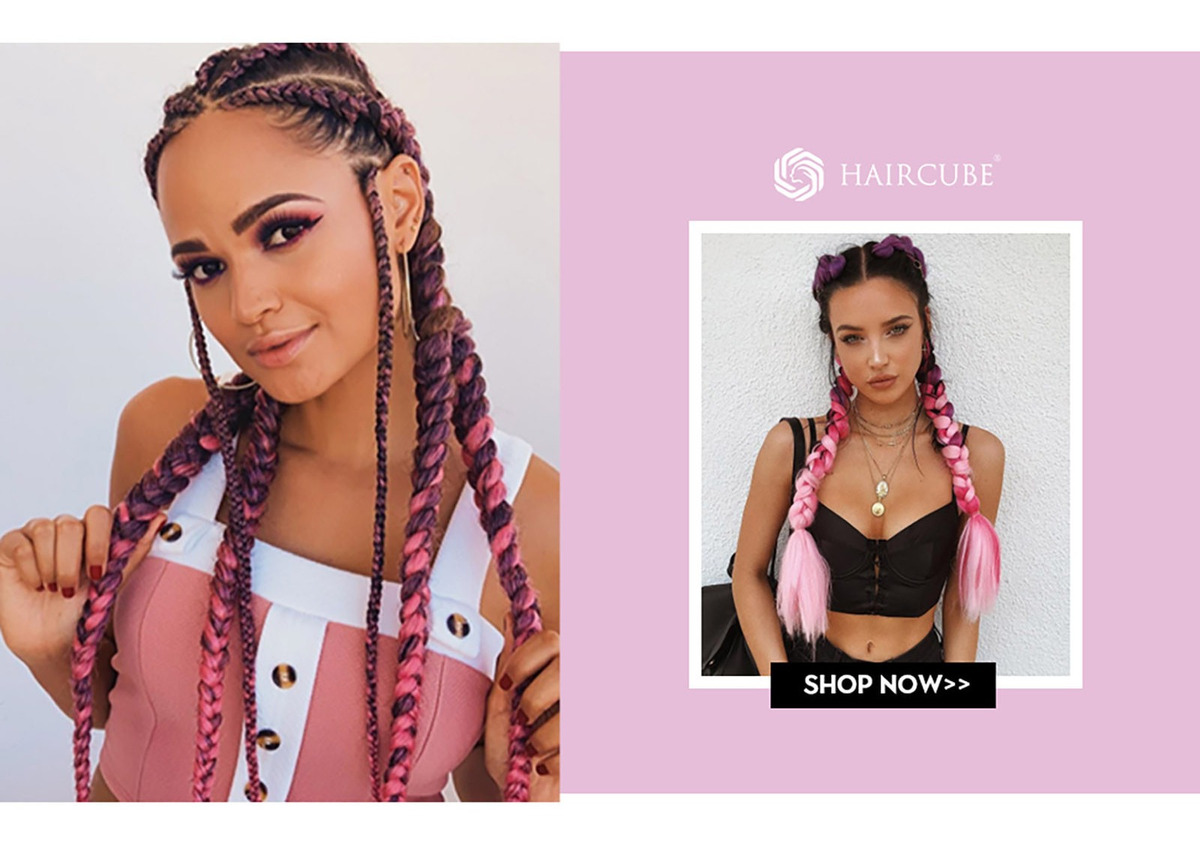 Peruca Um Cabelo De Cor De Gradiente Arco-íris Pré-esticado - Imagem 5