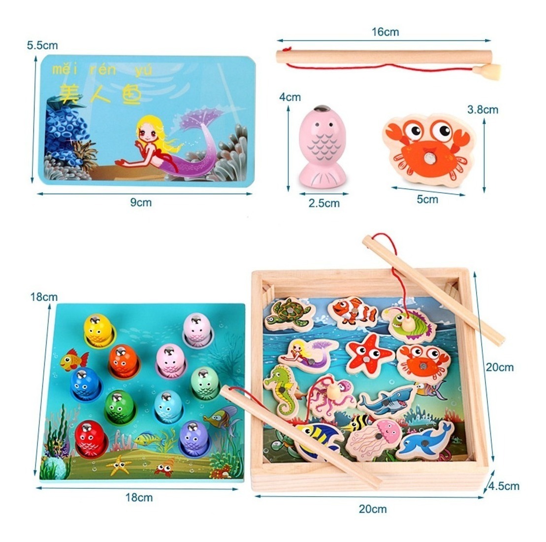 Brinquedo De Madeira Para Jogos De Pesca Brinquedos - Imagem 9