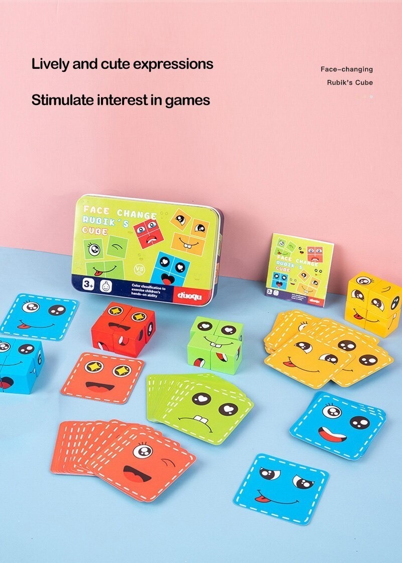 Blocos De Construção De Emoji De Madeira Brinquedo De Jogo D - Imagem 9