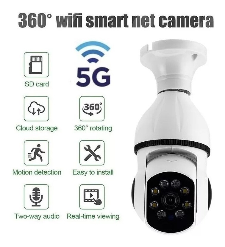 5g Inteligente Wifi E27 Câmera Vigilância De Audio Ylt004hjk