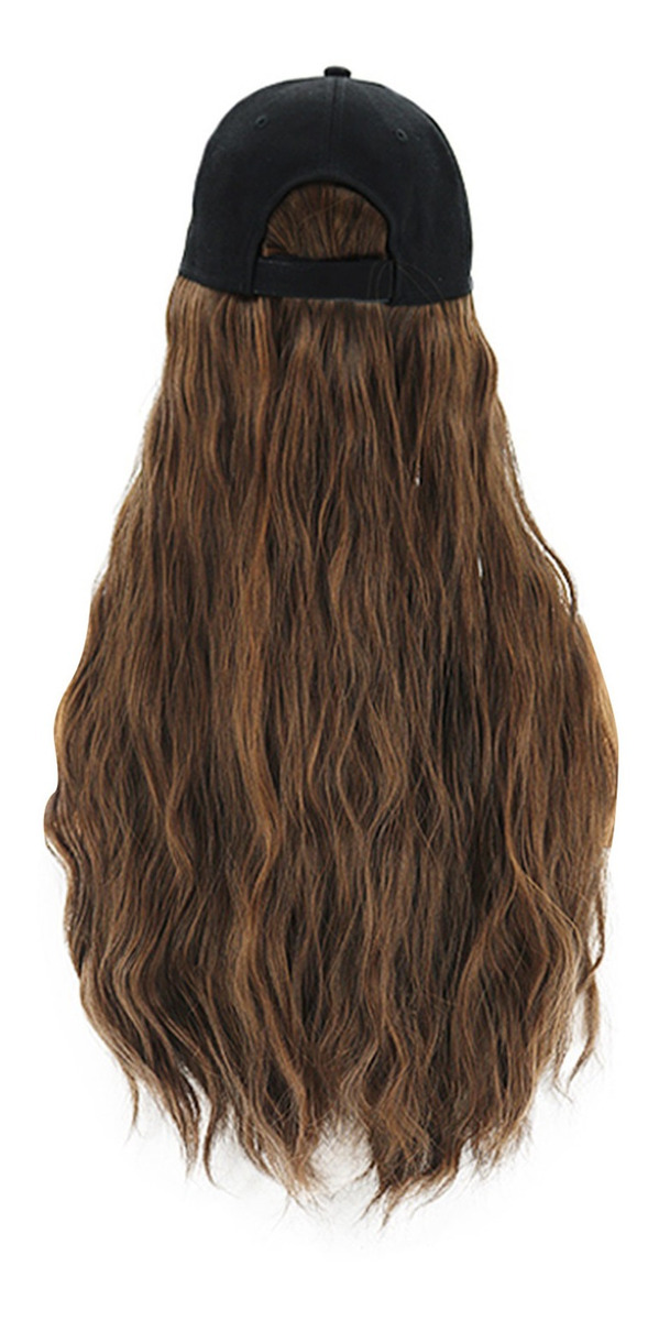 Peruca Multicolor Corn Perm, Peruca De Cabelo Comprido, Boné