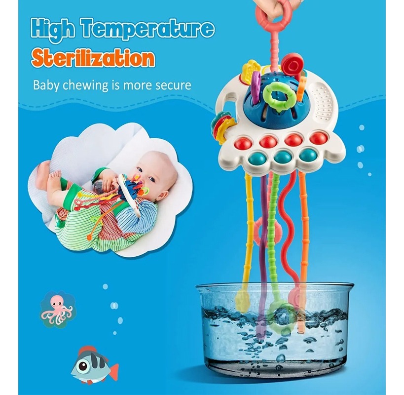 Brinquedo Sensorial De Bebê 4 Em 1 Com Cordão - Imagem 11