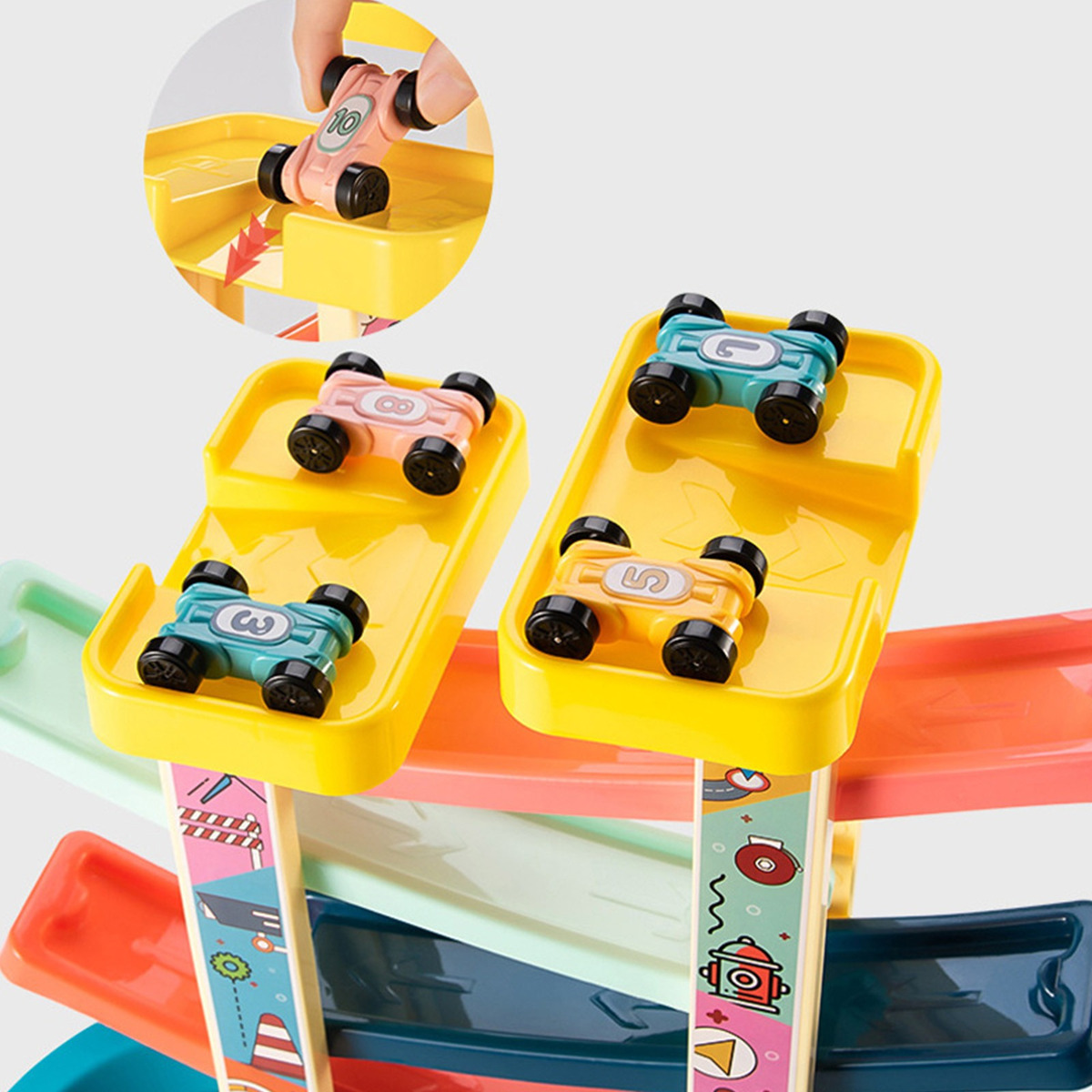 Brinquedos De Rampa Com 6 Carros E Pista De Corrida Garagem - Imagem 3