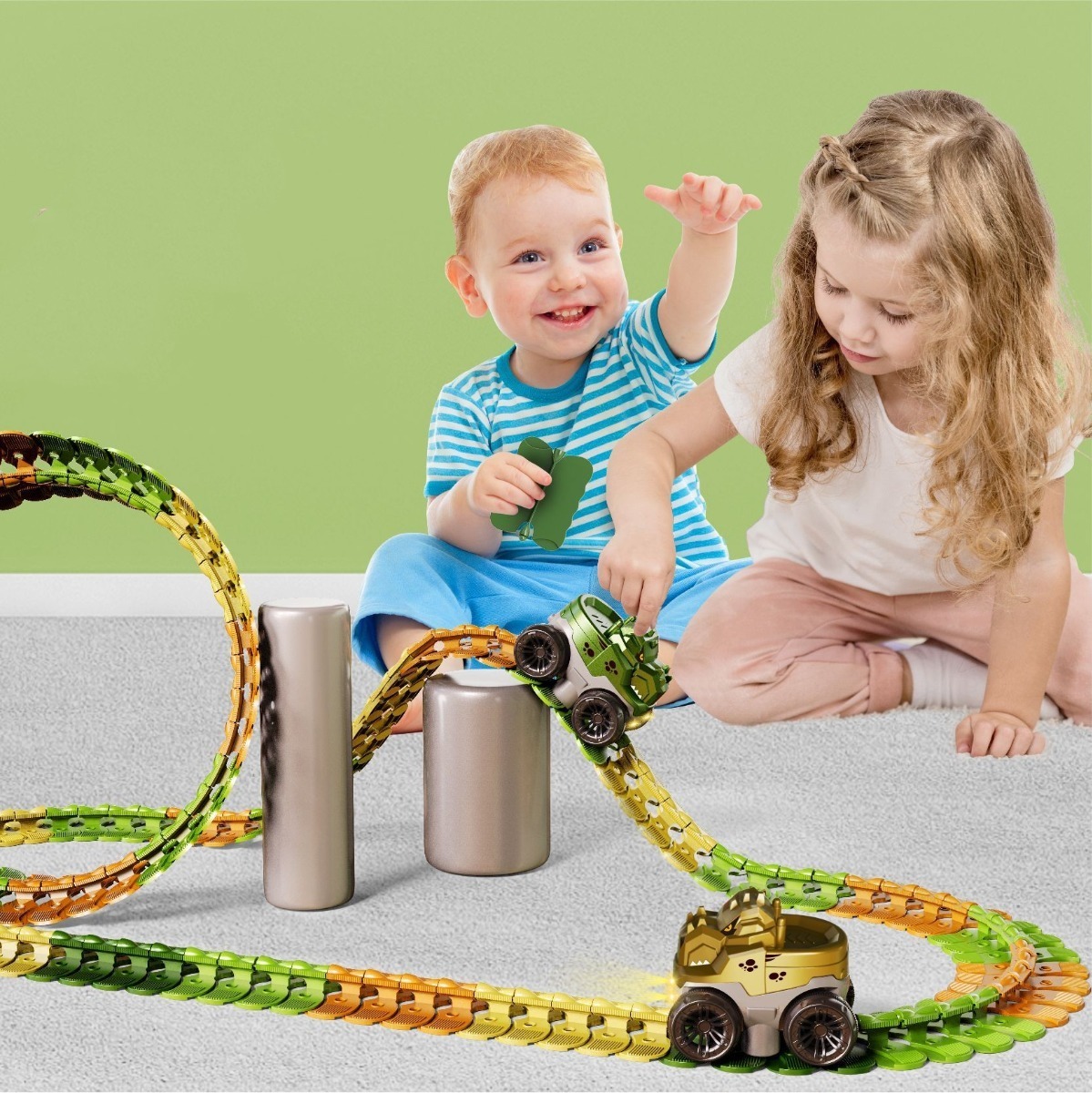 Kit 92 Pista De Carrinhos De Brinquedo Infantil Dinossauro - Imagem 2