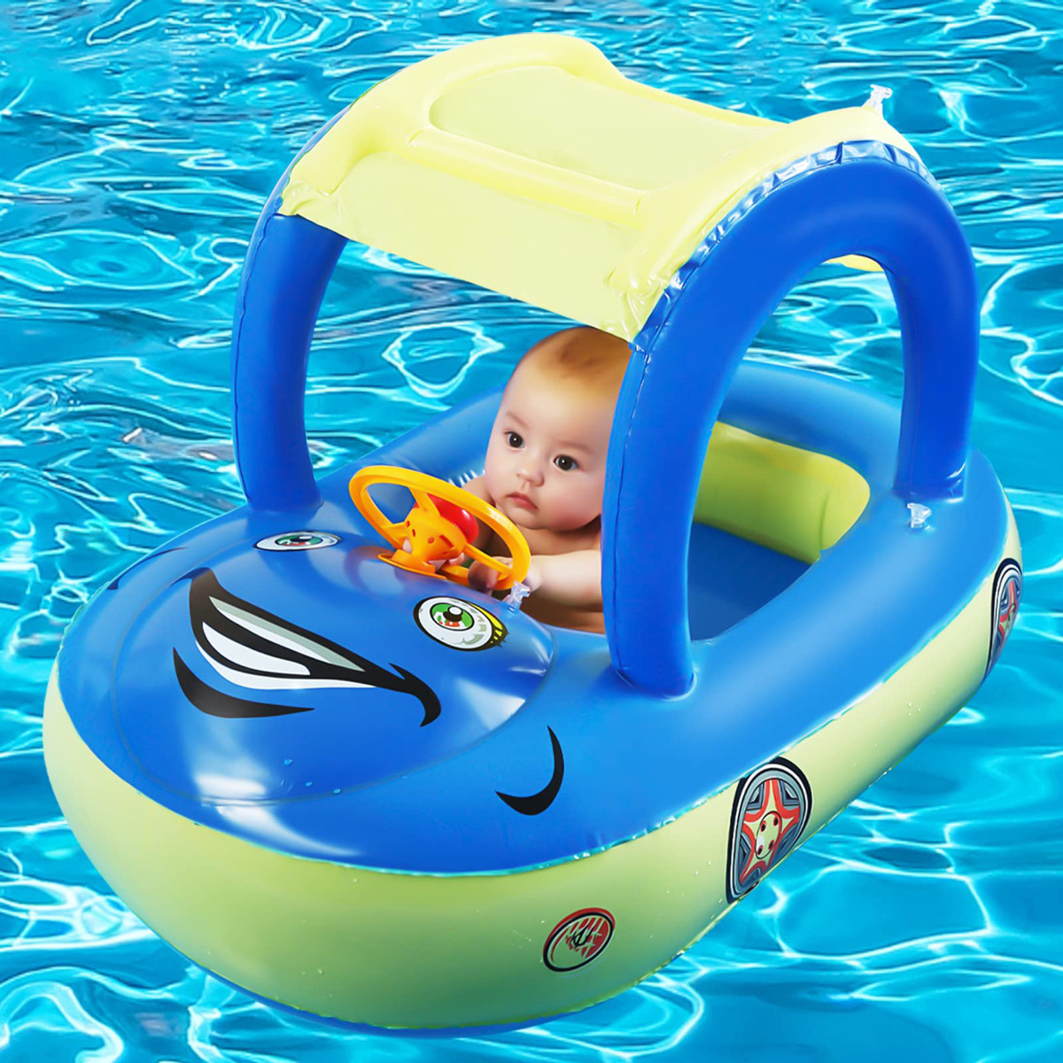 Bóia De Piscina Inflável Para Bebês Com Dossel, Natação Em F