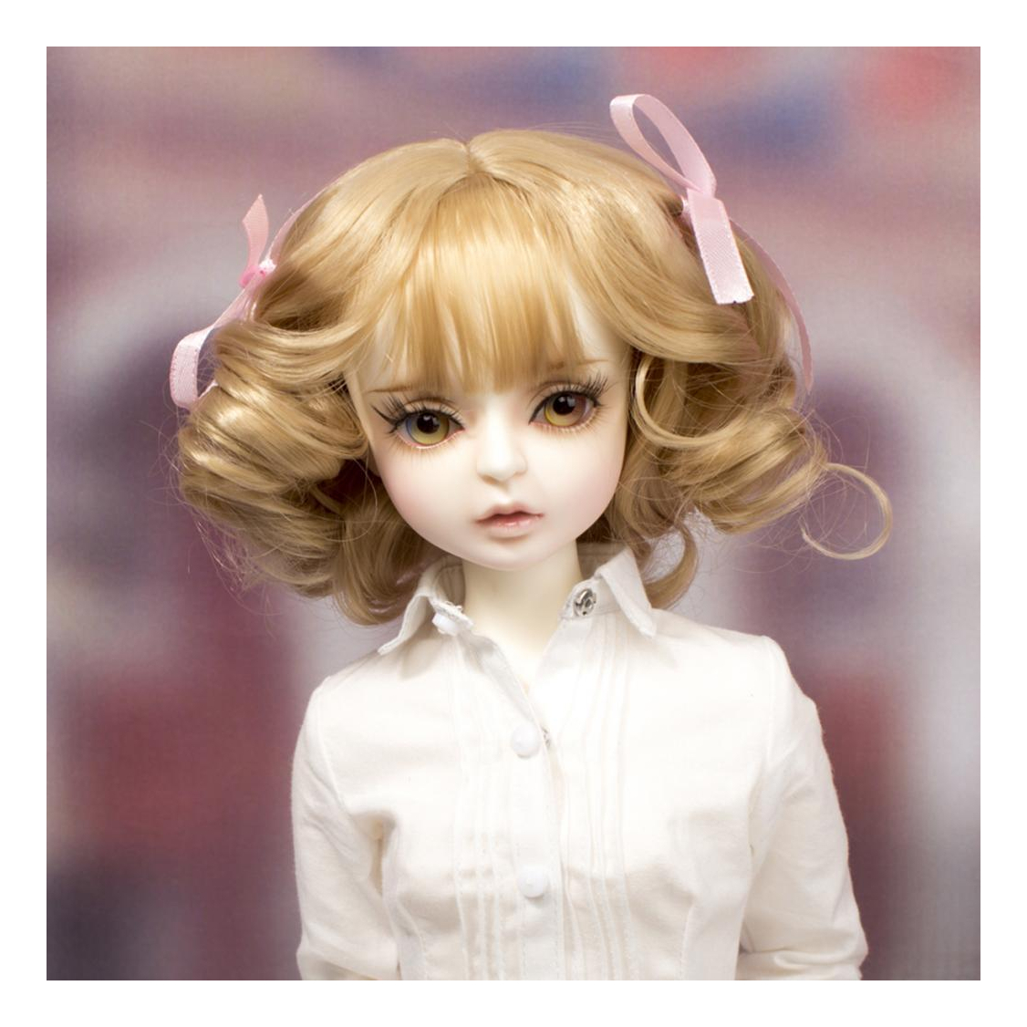 Boneca Bjd Boneca De Alta Temperatura Peruca Capa Up Golden - Imagem 3