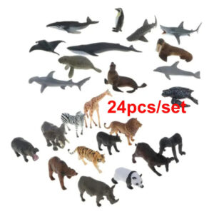 Brinquedo Infantil De Animais Zoológico Realista De 24 Peças