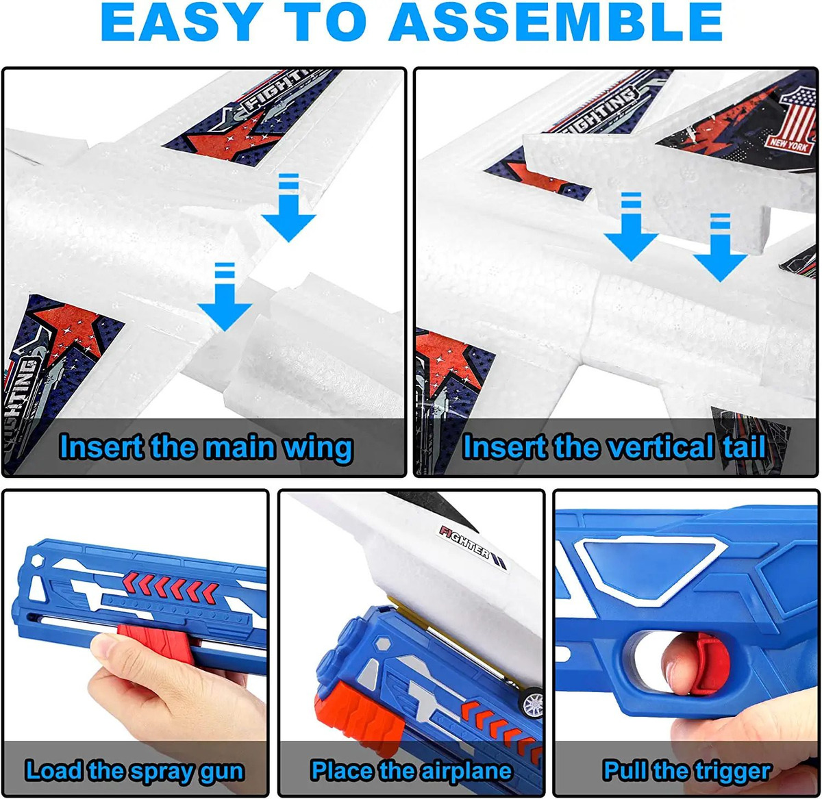 2pc Brinquedos De Avião Com Lançador Brinquedos Ao Ar Livre - Imagem 5