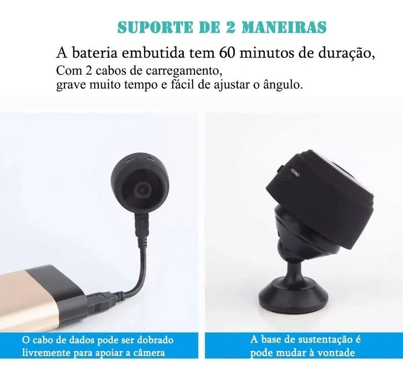 Mini Câmera Espiã Sem Fio Com Som E Visão Noturna Ouça - Imagem 5