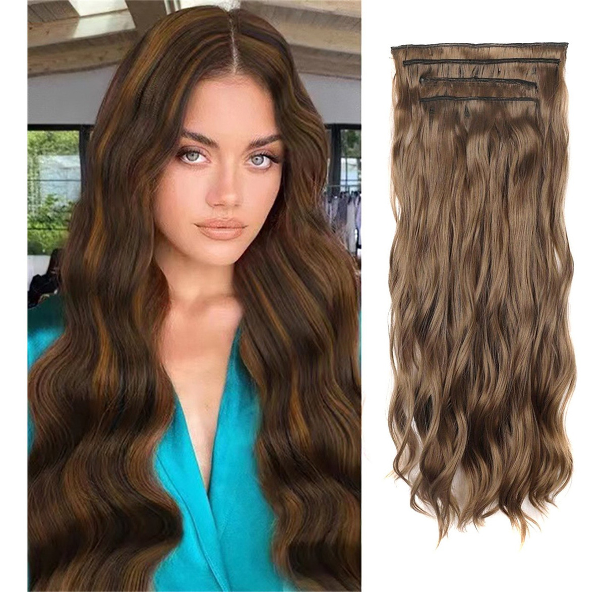 Peruca Feminina, Cabelo Comprido Encaracolado, Ondulado De Á - Imagem 36
