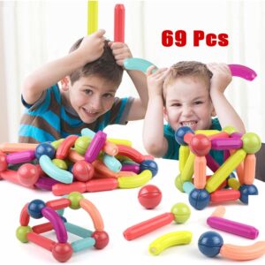 Magnetic Stick Building Blocks Jogo Ímãs Criança Set 69 Pcs