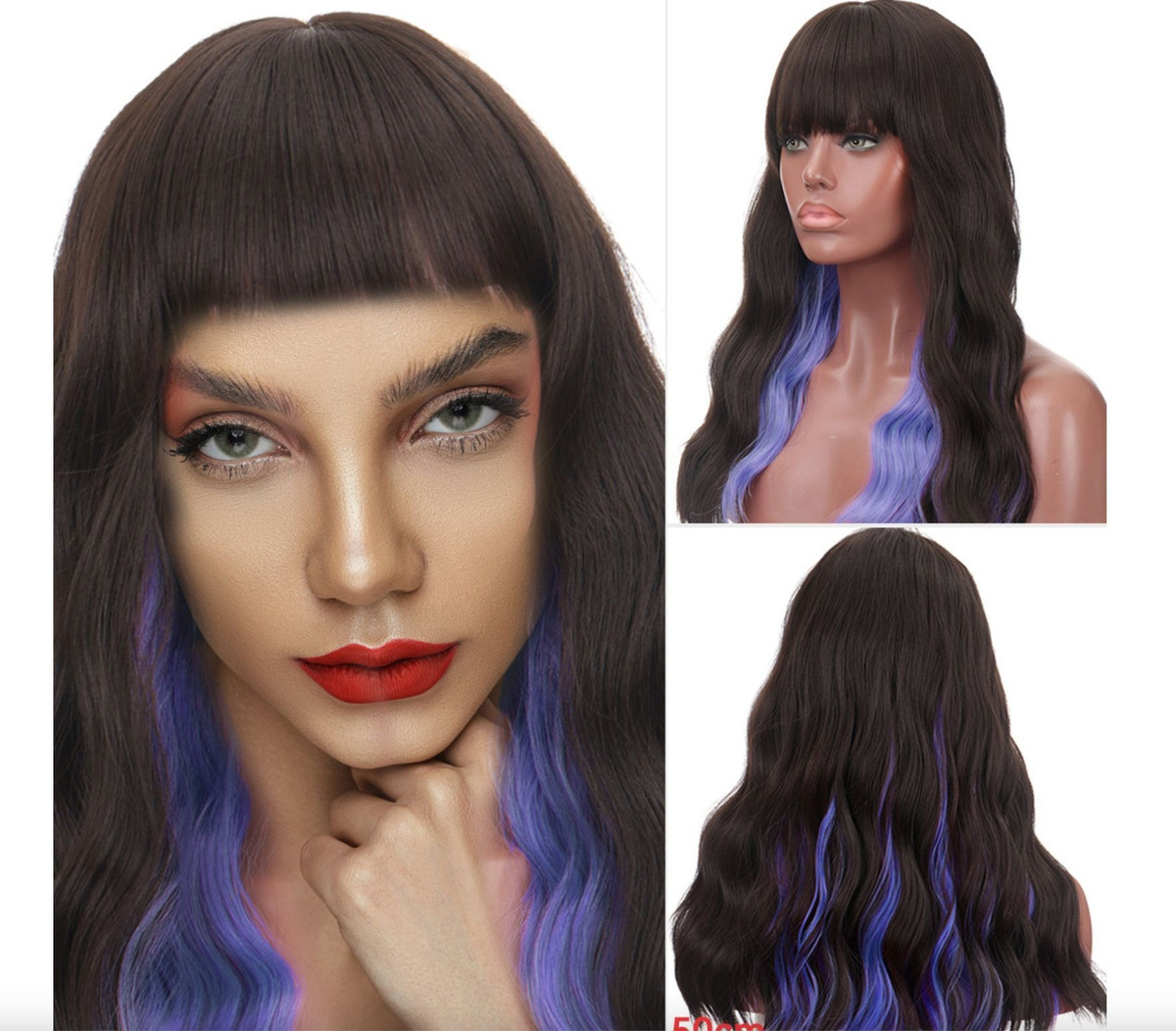 Peruca De Duas Toneladas De Cabelo Longo Cacheado Em Fibra S - Imagem 8