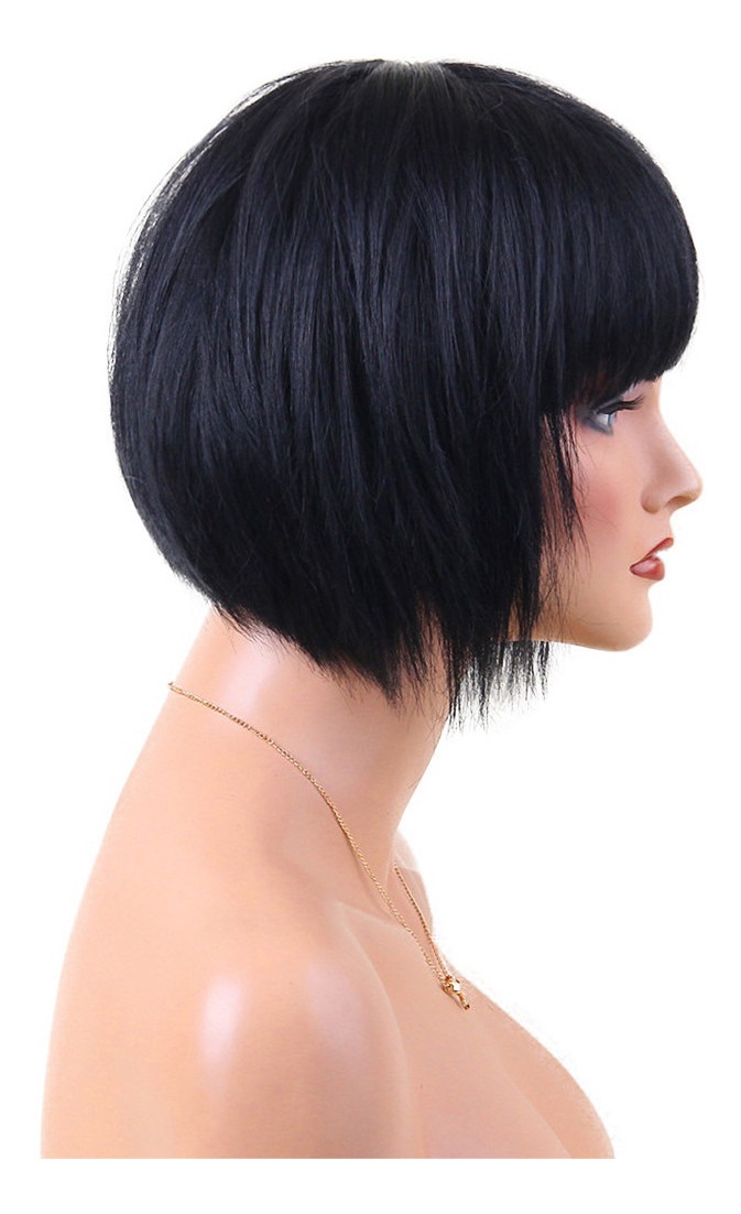 Curto Bob Black Straight 100% Cabelo Humano Real Perucas E - Imagem 3