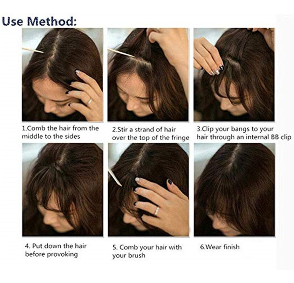 Extensão De Fio Preto Peruca Fêmea Ar Franja Cabelo Pedaço 1 - Imagem 6
