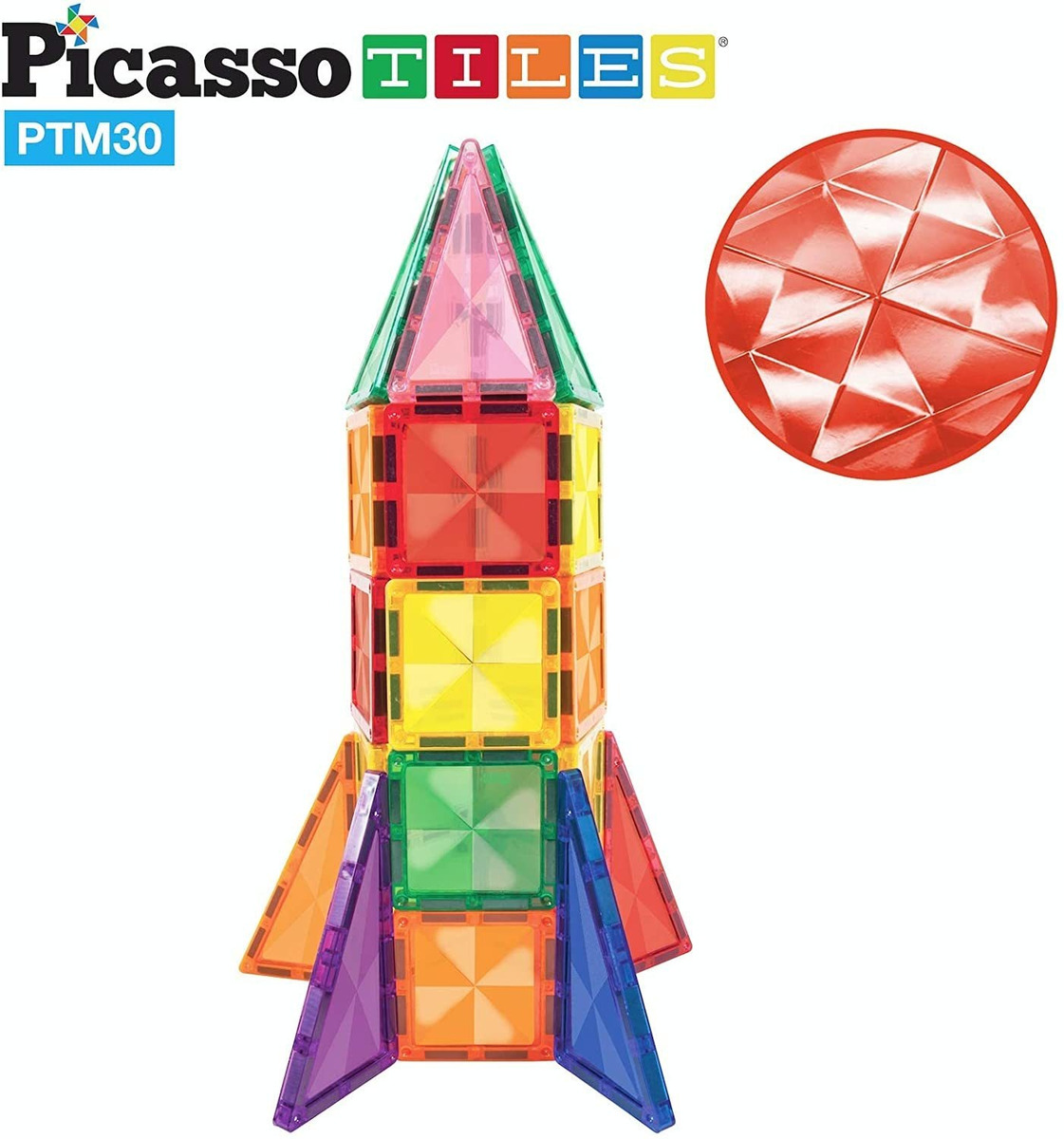 Picassotiles 30 Peças Magnéticos Blocos De Construção Mini D - Imagem 2