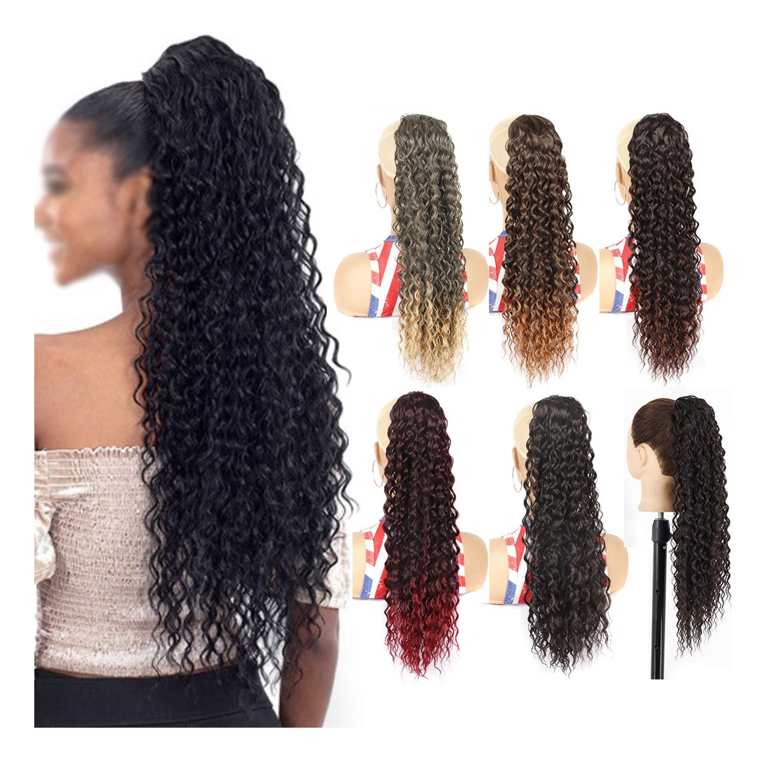 60cm Falso De Peruca Afro Cacheada Peruca Fibra Crespa Cabel - Imagem 2