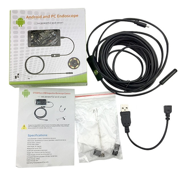 10m 7mm Android Endoscópio Câmera Flexível Ip67 6leds - Imagem 7
