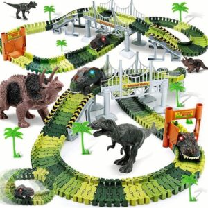 Brinquedo Infantil Diy Dinosaur E Trilho Elétrico 156 Pcs