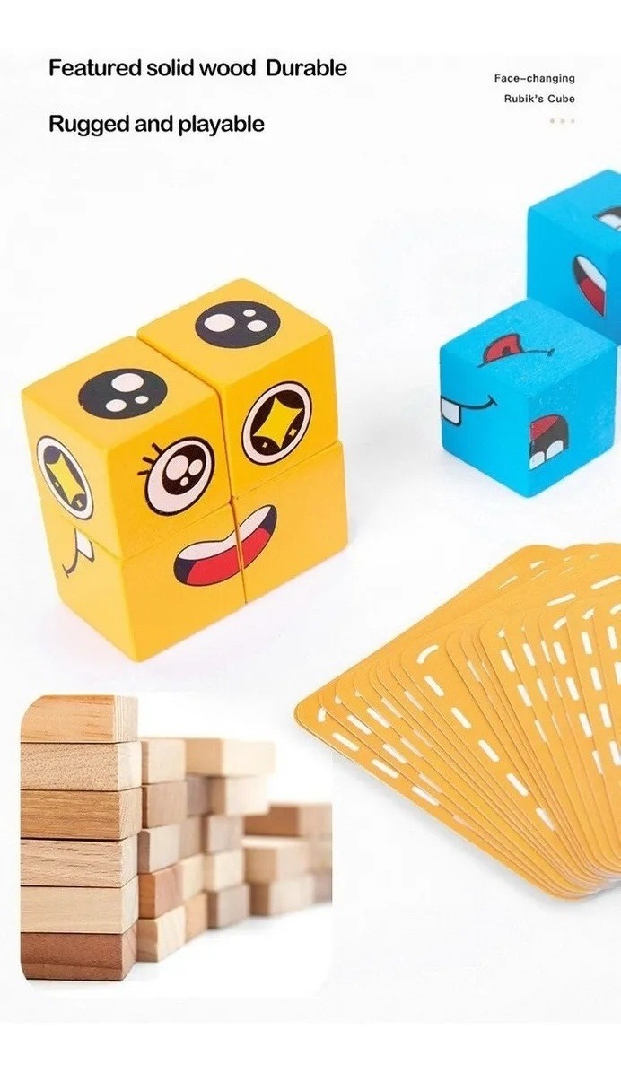 Blocos De Construção De Emoji De Madeira Brinquedo De Jogo D - Imagem 5
