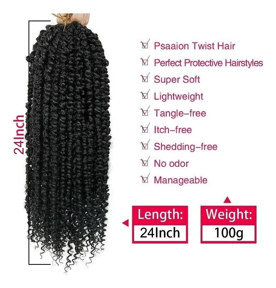 Apliques De Cabelo Encaracolado De Crochê Com Ondas De Água, - Imagem 2