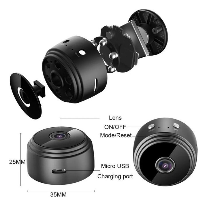 Mini Câmera P/protecao Uber Magnética Ip Wifi C/ Bateria A9 - Imagem 6
