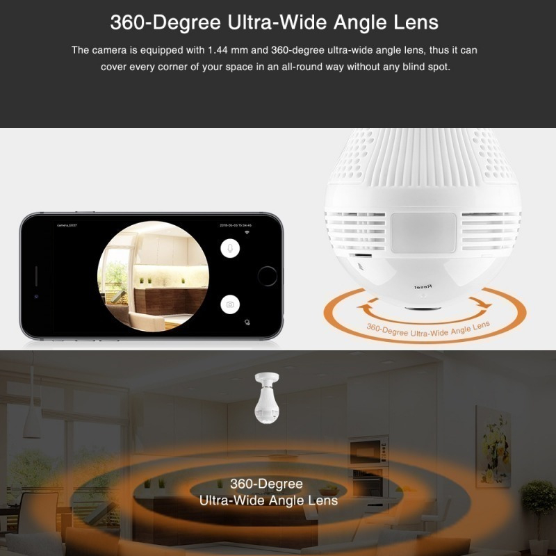 Icsee 1080p Hd Lâmpada Com Câmera 360° Espia Wifi Alarme - Imagem 4