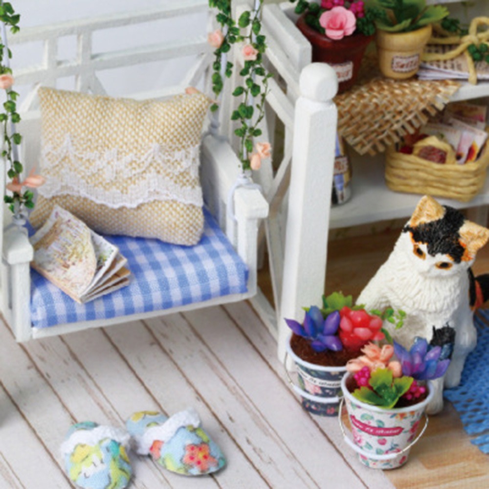 Dollhouse Miniatura Com Móveis Diy Dollhouse Kit De Madeira - Imagem 4