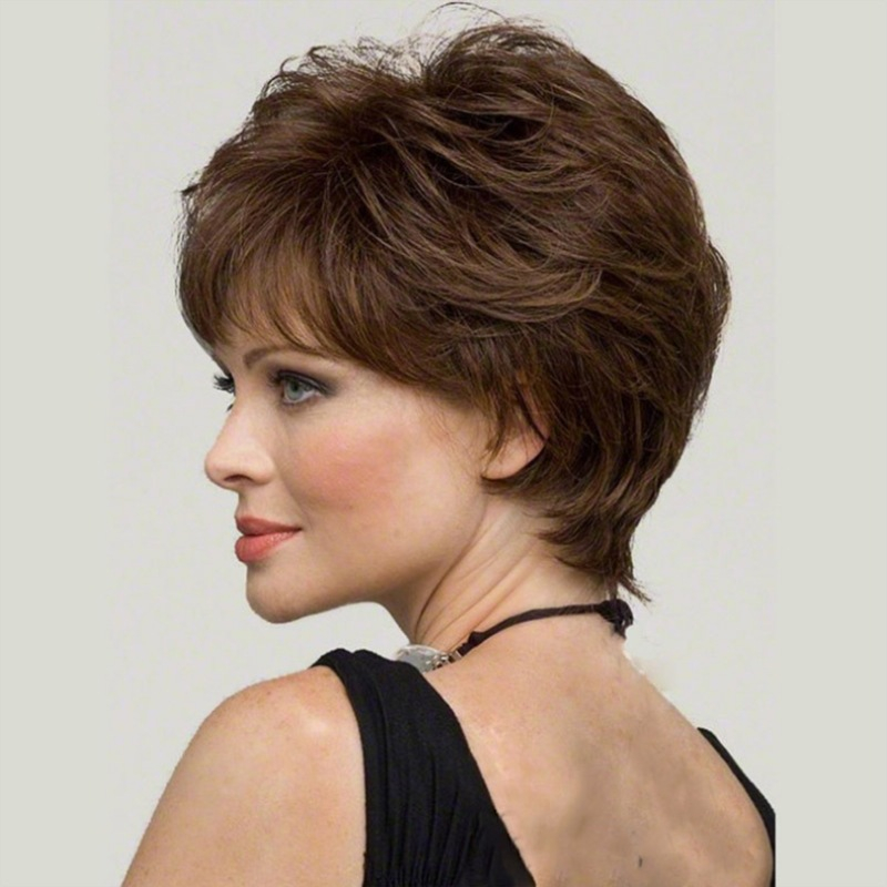 Peruca De Cabelo Liso Curta Encaracolado Feminino - Imagem 5