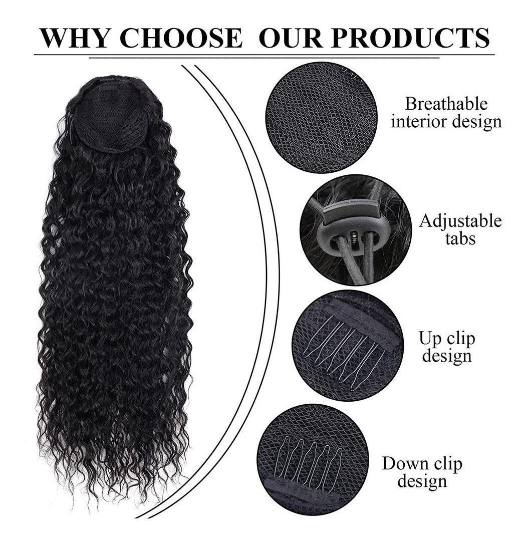 60cm Peruca Longa Cacheada De Cabeça Africana Wig - Imagem 2