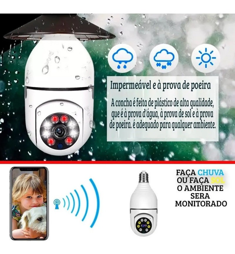 Prova D'água Infravermelho Lâmpada Sem Fio Câmera Segurança - Imagem 8