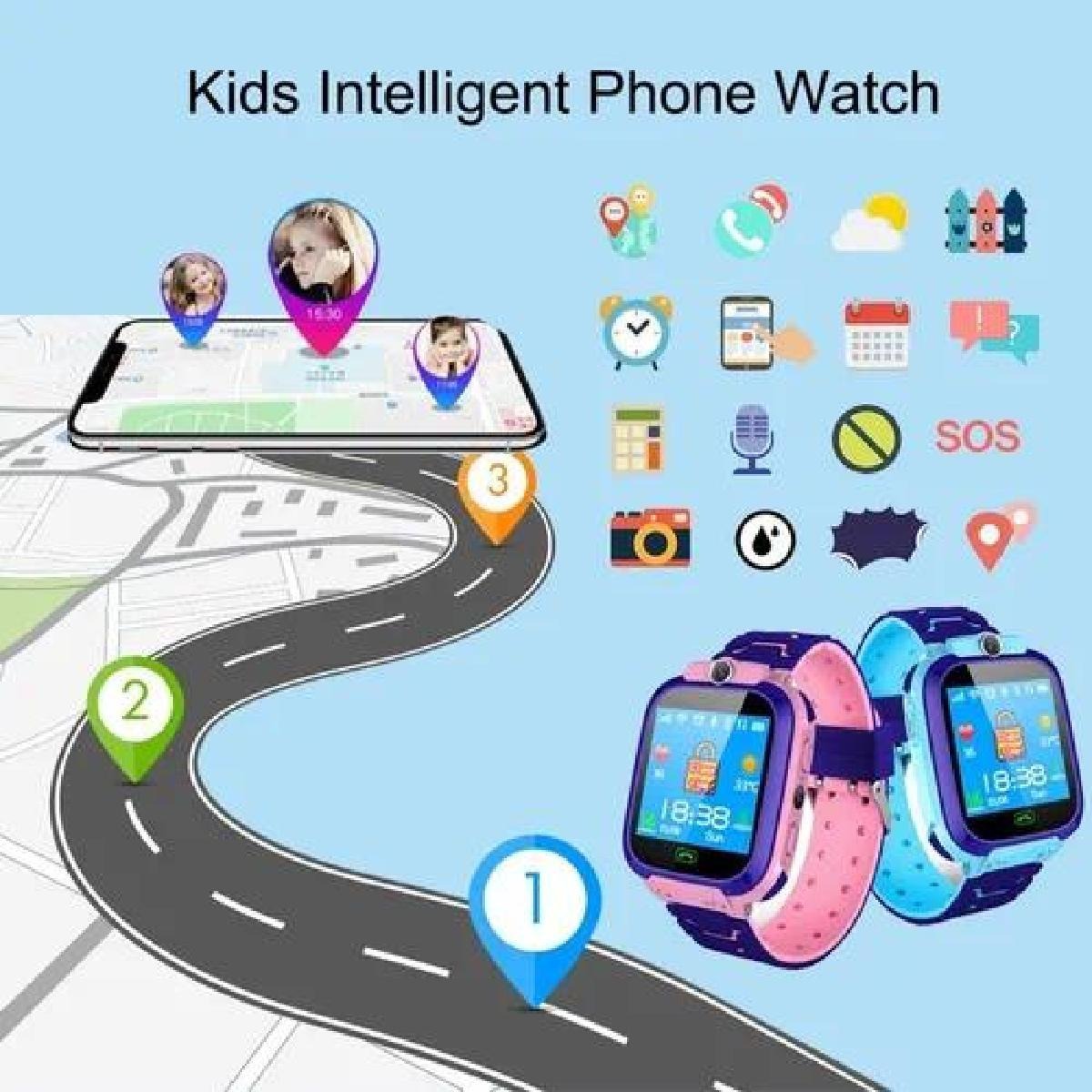 Telefone De Smartwatch Para Crianças Com 1 Slot Par - Imagem 7