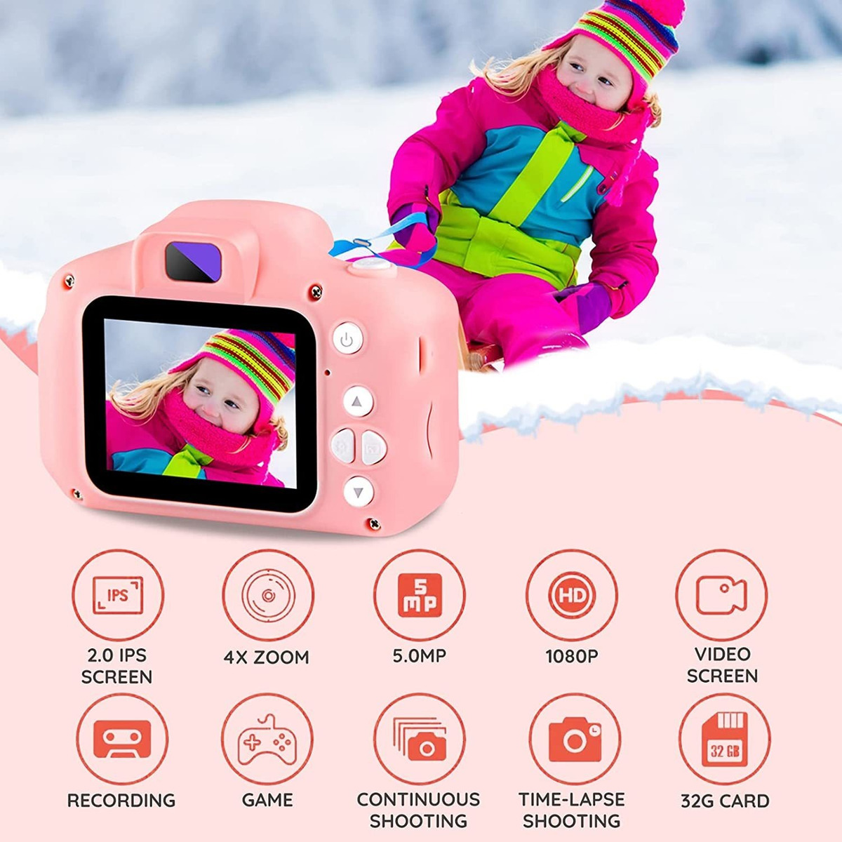 Câmera Infantil 1080p Mini Kids+cartão De 8gb+leitor - Imagem 2