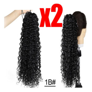 2pcs Longa Peruca Encaracolada Curvado Rabo 60cm Falso Fibra