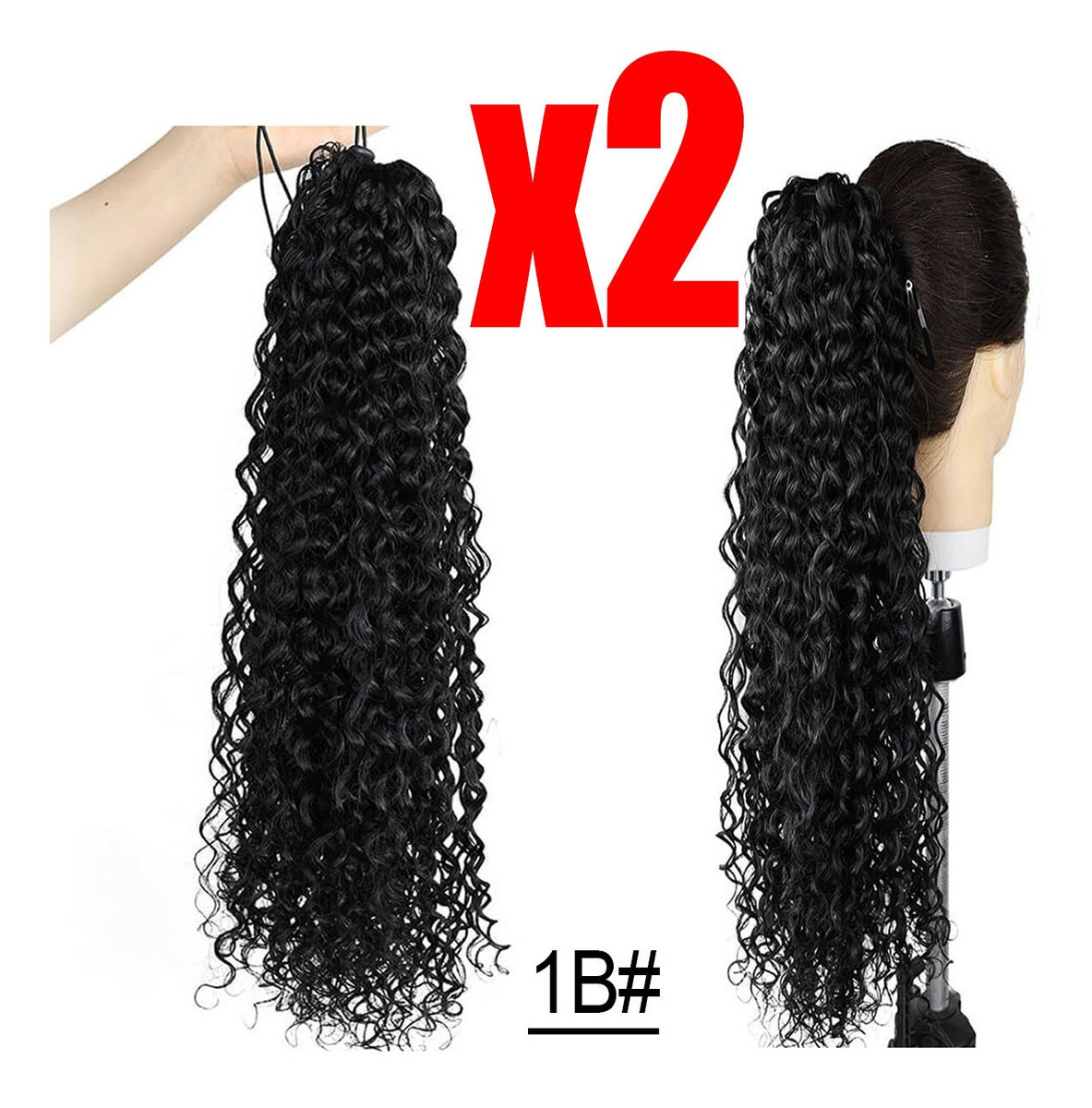 2pcs Longa Peruca Encaracolada Curvado Rabo 60cm Falso Fibra