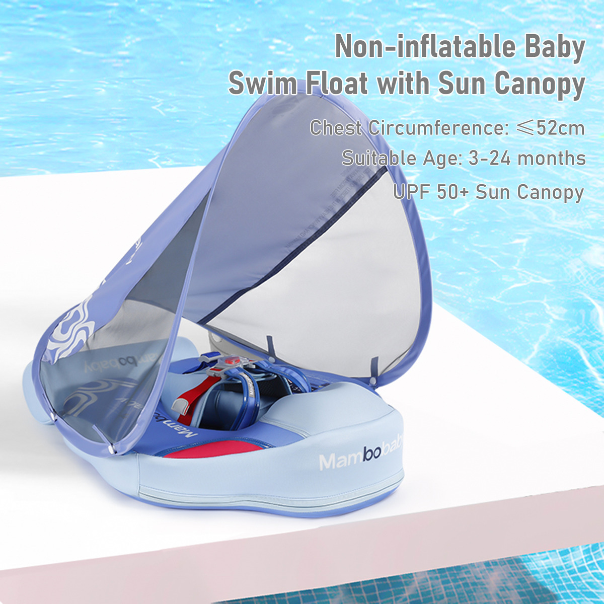 Baby Swim Float Não Inflável Soft With Sun Canopy Blue - Imagem 7