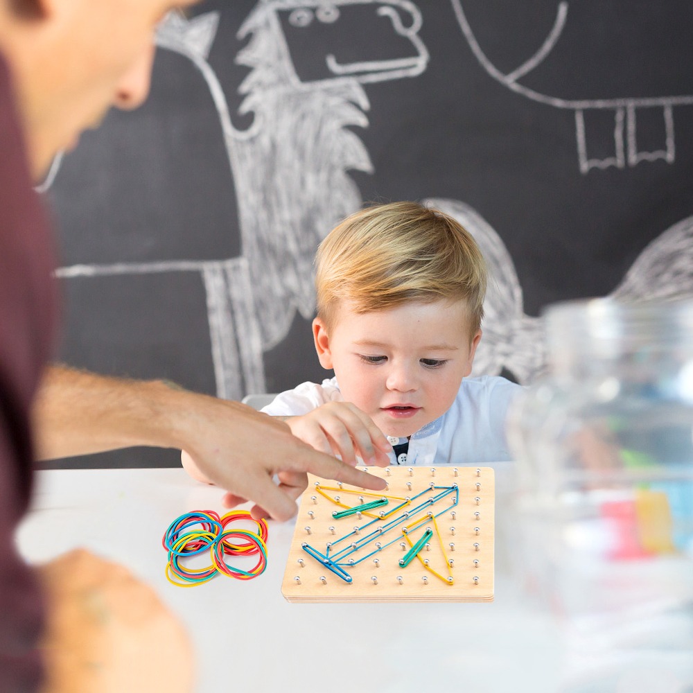Geoboard De Madeira Com Bandas De Borracha E Cartões 8 * 8 - Imagem 6