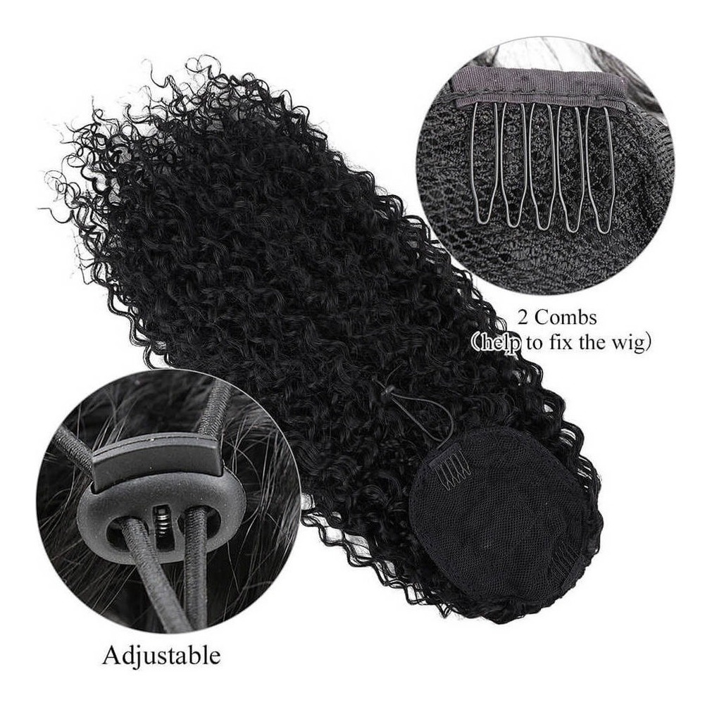 60cm Peruca Longa Cacheada De Cabeça Africana Wig - Imagem 3