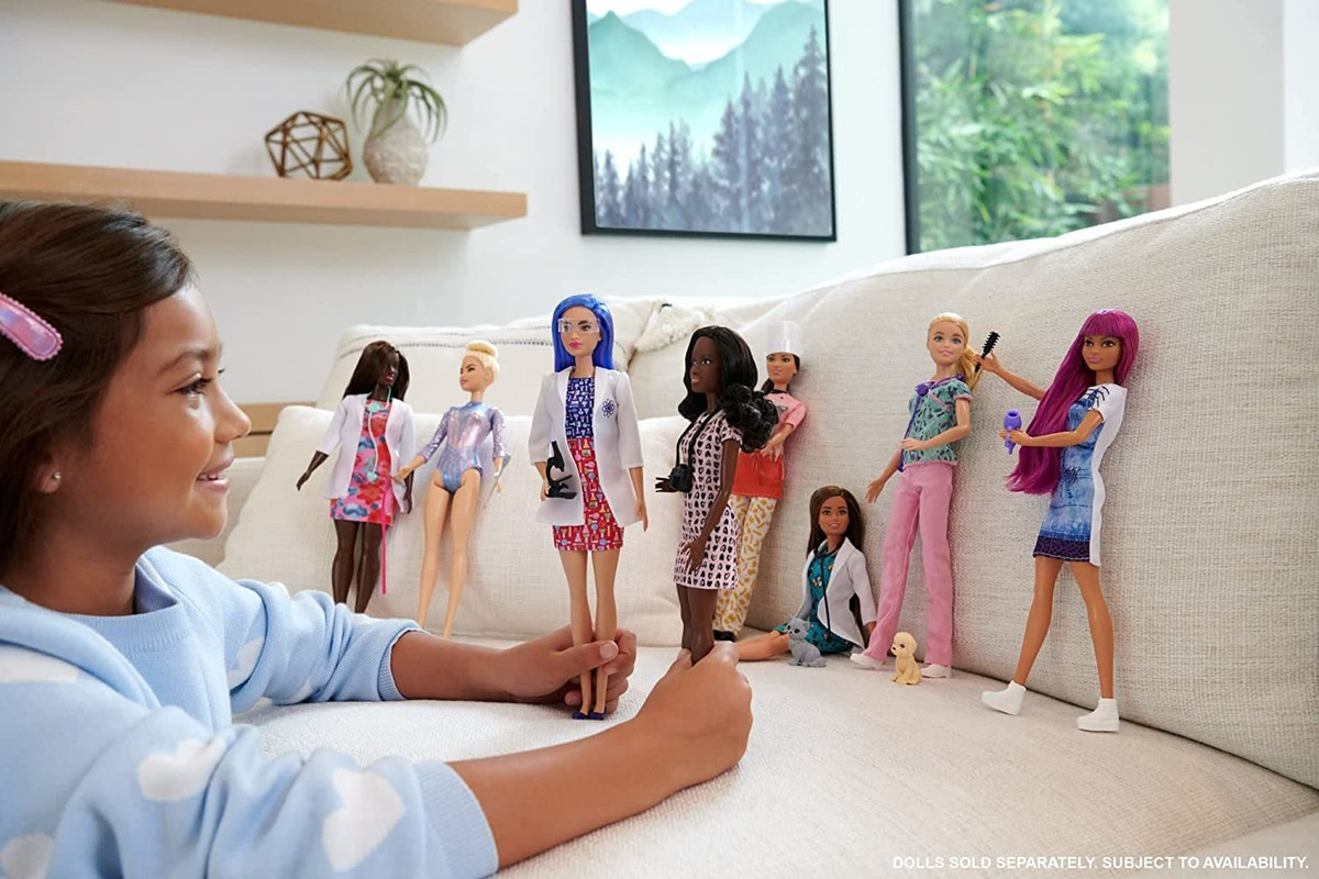 Boneca Barbie Cientista 12 Polegadas Cabelo Azul Vestido - Imagem 2