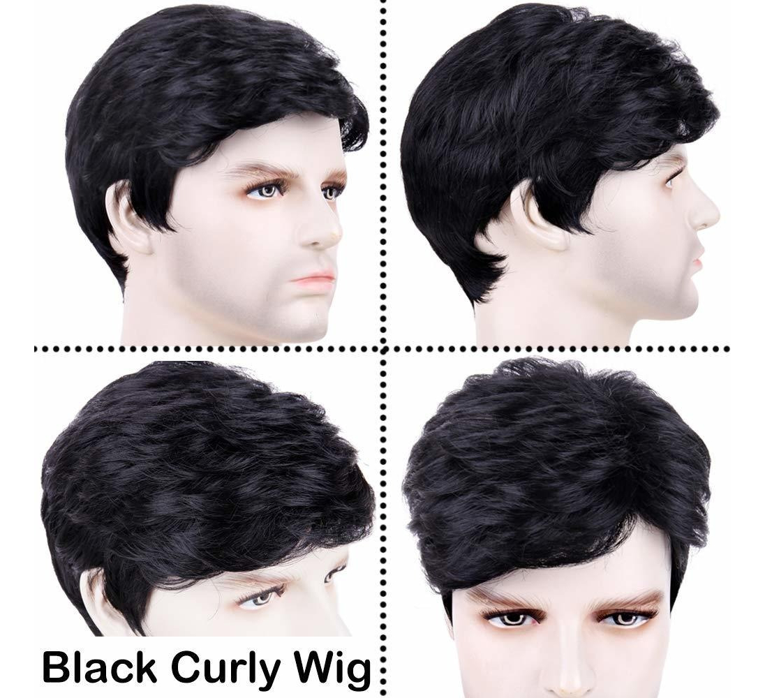 Peruca Masculina, Peruca Preta De Fibra De Cabelo Curto - Imagem 6