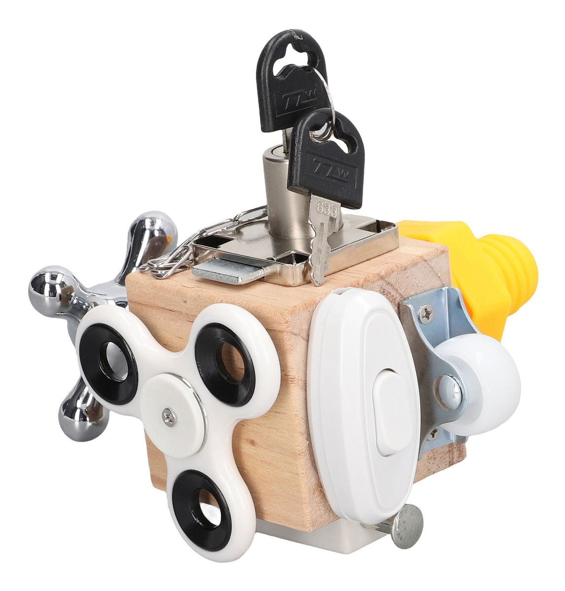 Cubo De Atividades De Madeira Busy Cube Sensory Busy Boards - Imagem 4