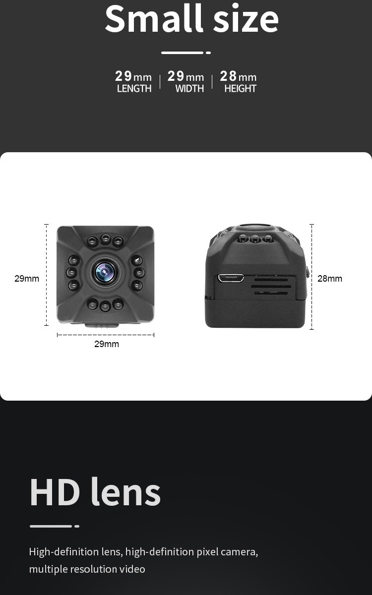 Mini Câmera Escondida 1080p Câmera Com Visão Noturna Iv Para - Imagem 2