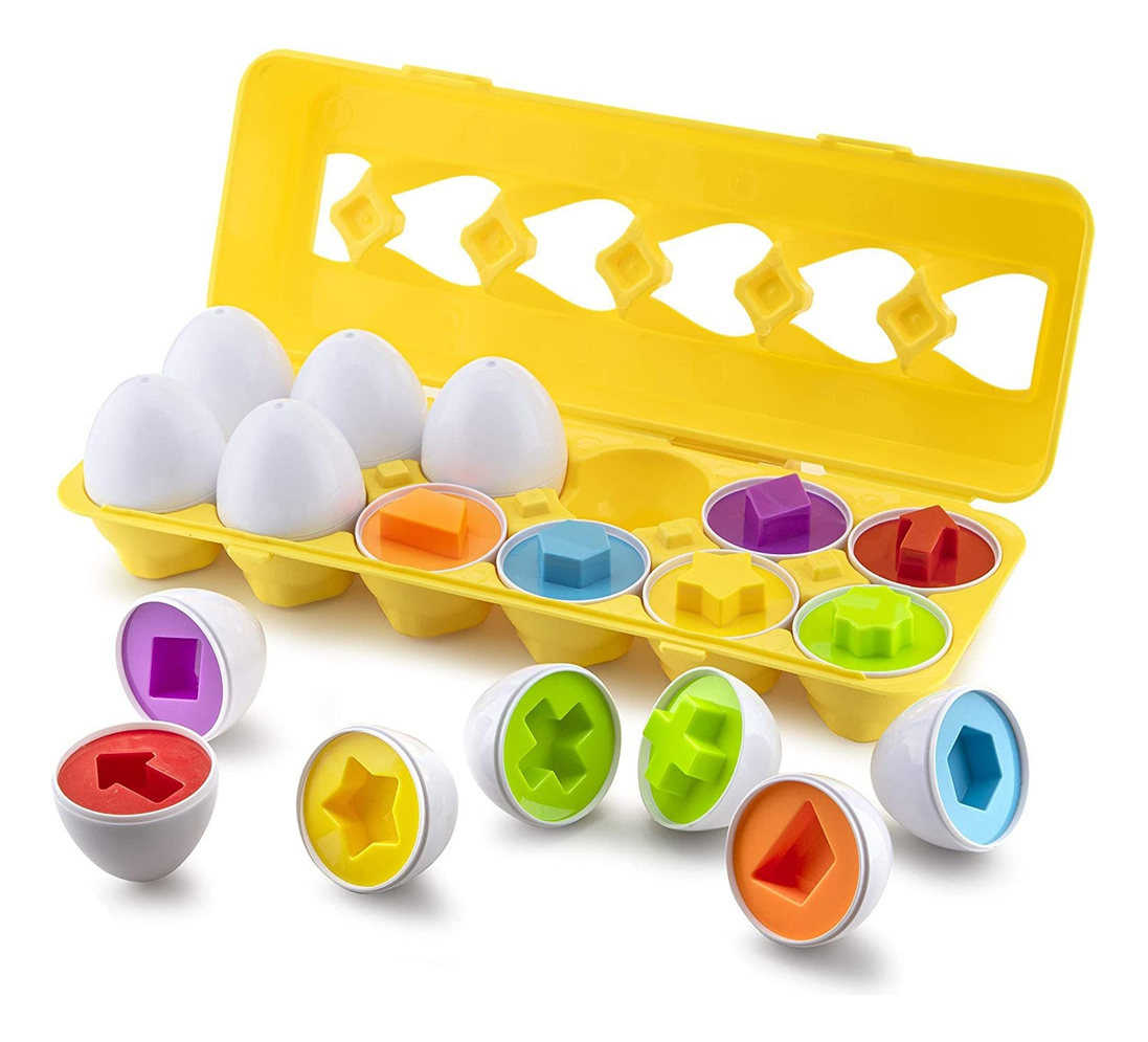 12 Ovos Montessori De Brinquedo Infantil Snap Cores E Formas