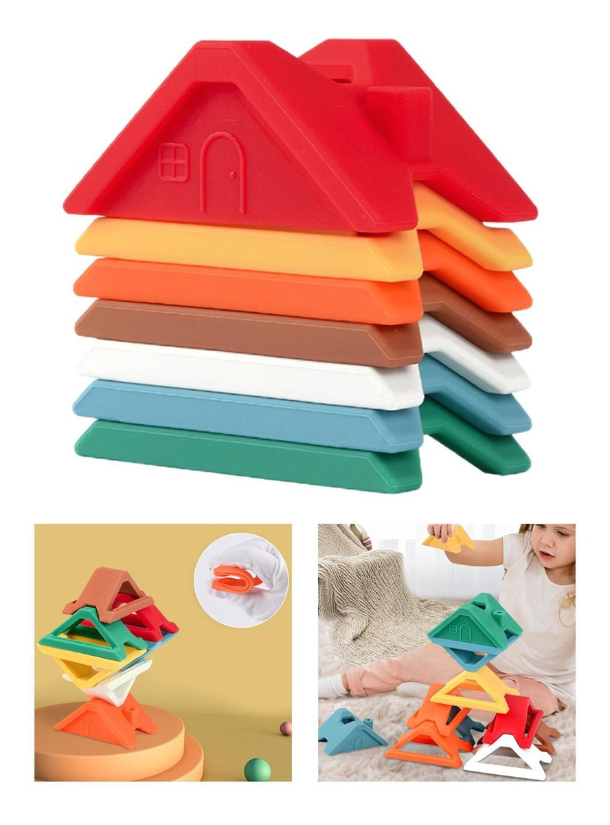 De Empilhamento De Silicone Criativos Pré-escolares Blocos - Imagem 23