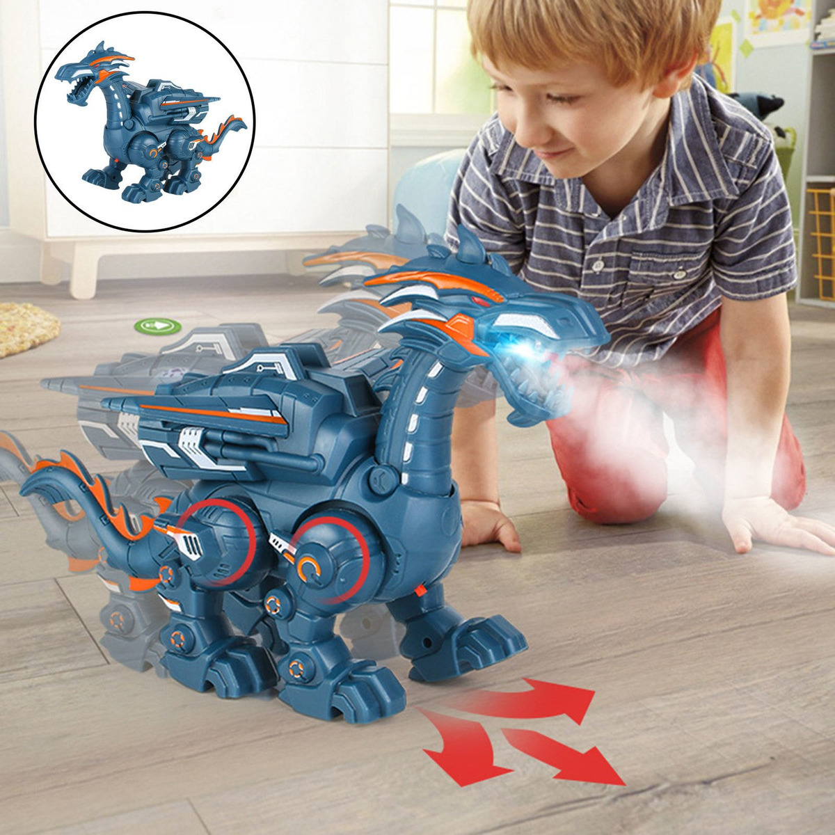 Andando Elétricos Crianças Dragão Brinquedos Robô Azul - Imagem 7