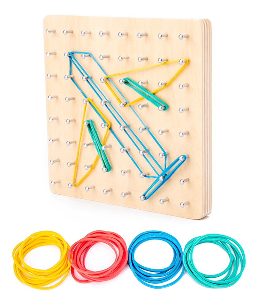 Geoboard De Madeira Com Bandas De Borracha E Cartões 8 * 8 - Imagem 2