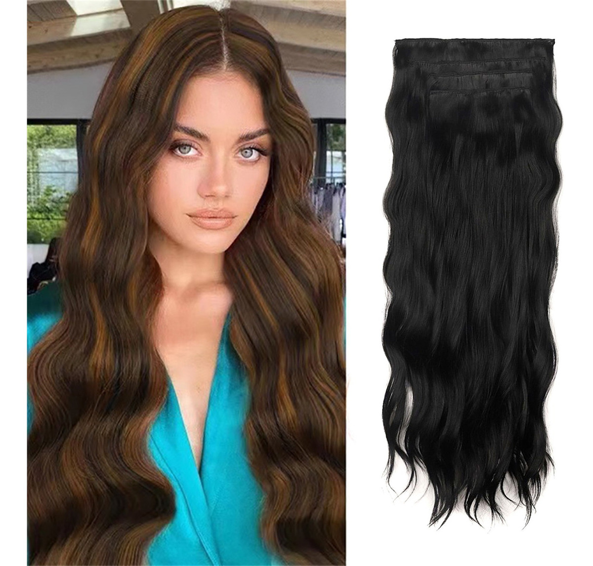 Peruca Feminina, Cabelo Comprido Encaracolado, Ondulado De Á - Imagem 4